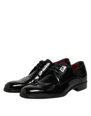 Dolce & Gabbana Black Leather Lace Up Men Derby Formal Shoes