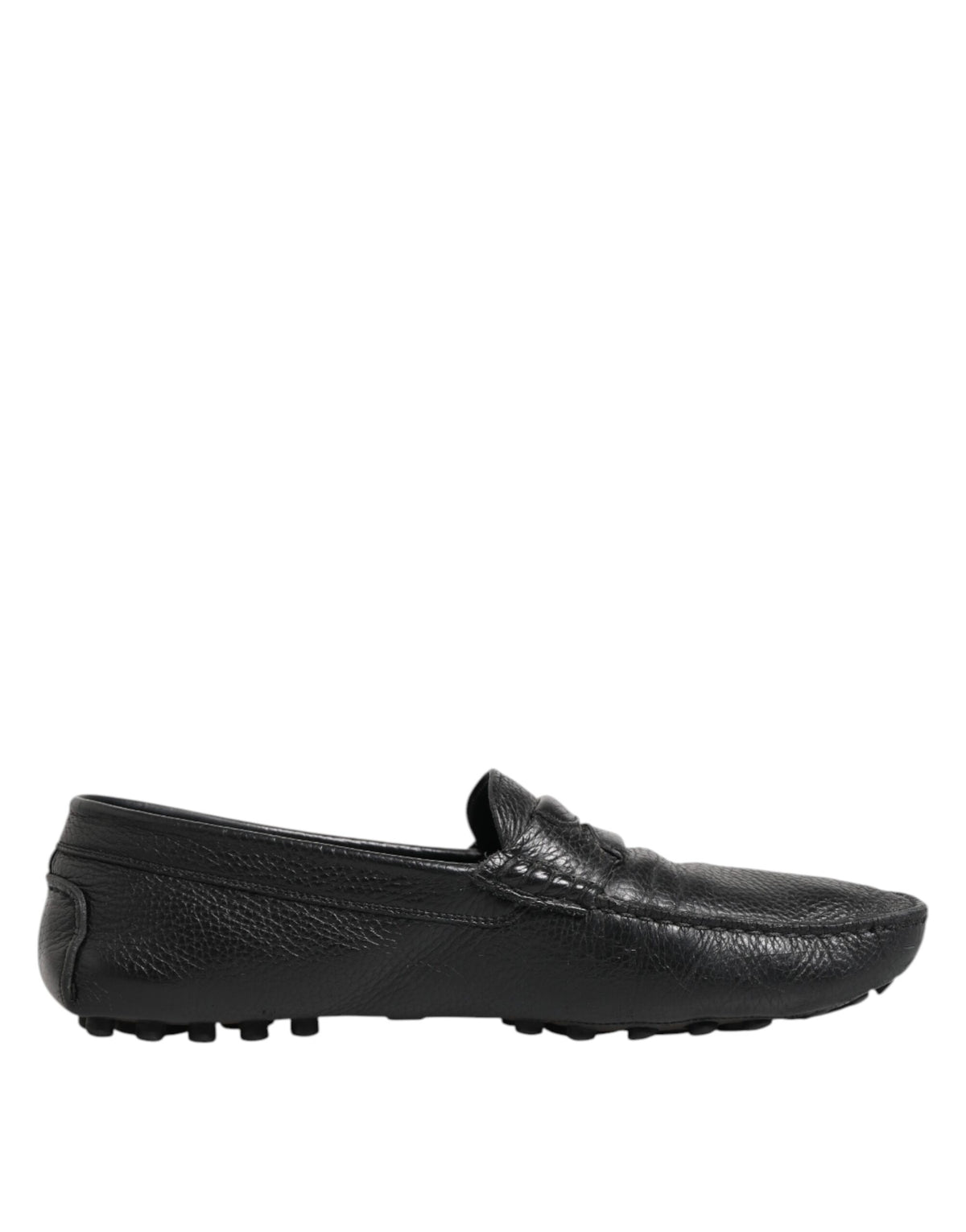 Dolce & Gabbana Black Leather Slip On Mocassin Loafer Shoes