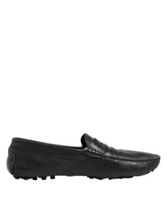 Dolce & Gabbana Black Leather Slip On Mocassin Loafer Shoes