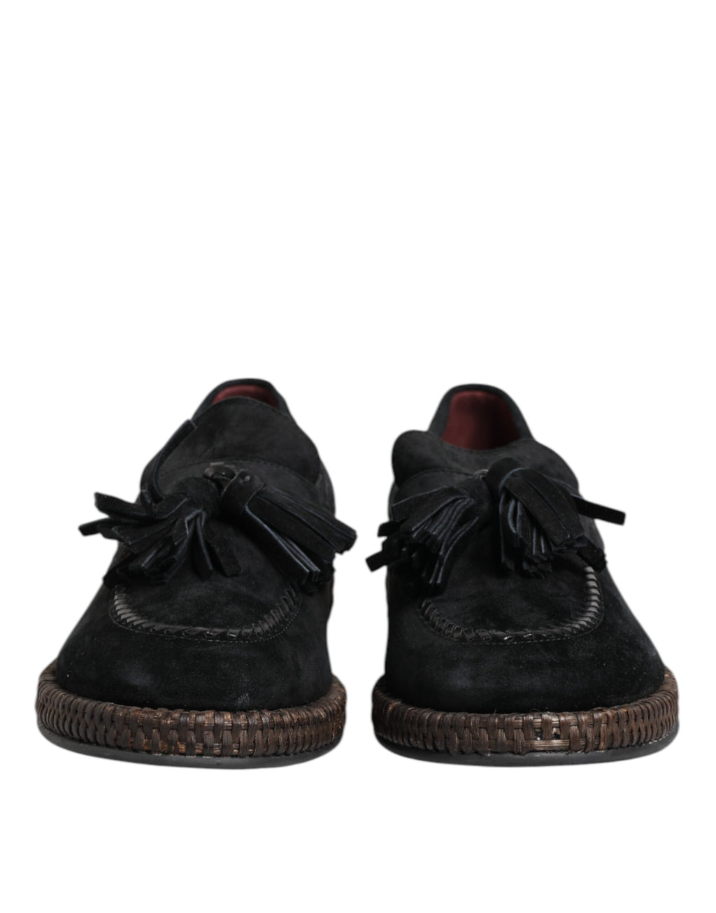Svarta mocka loafers med tofsutsmyckning