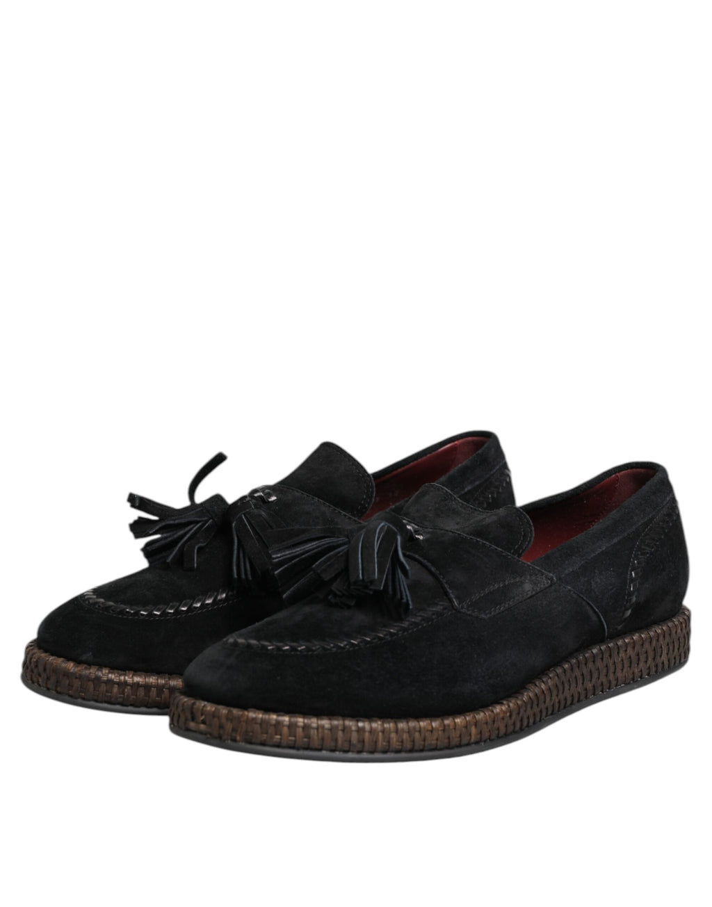 Svarta mocka loafers med tofsutsmyckning