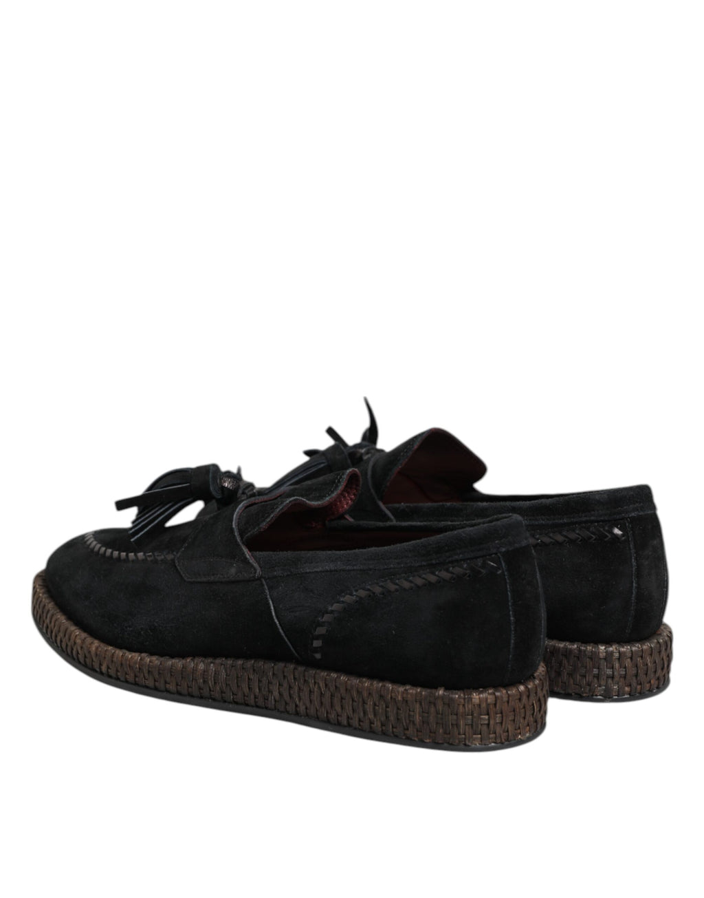 Svarta mocka loafers med tofsutsmyckning