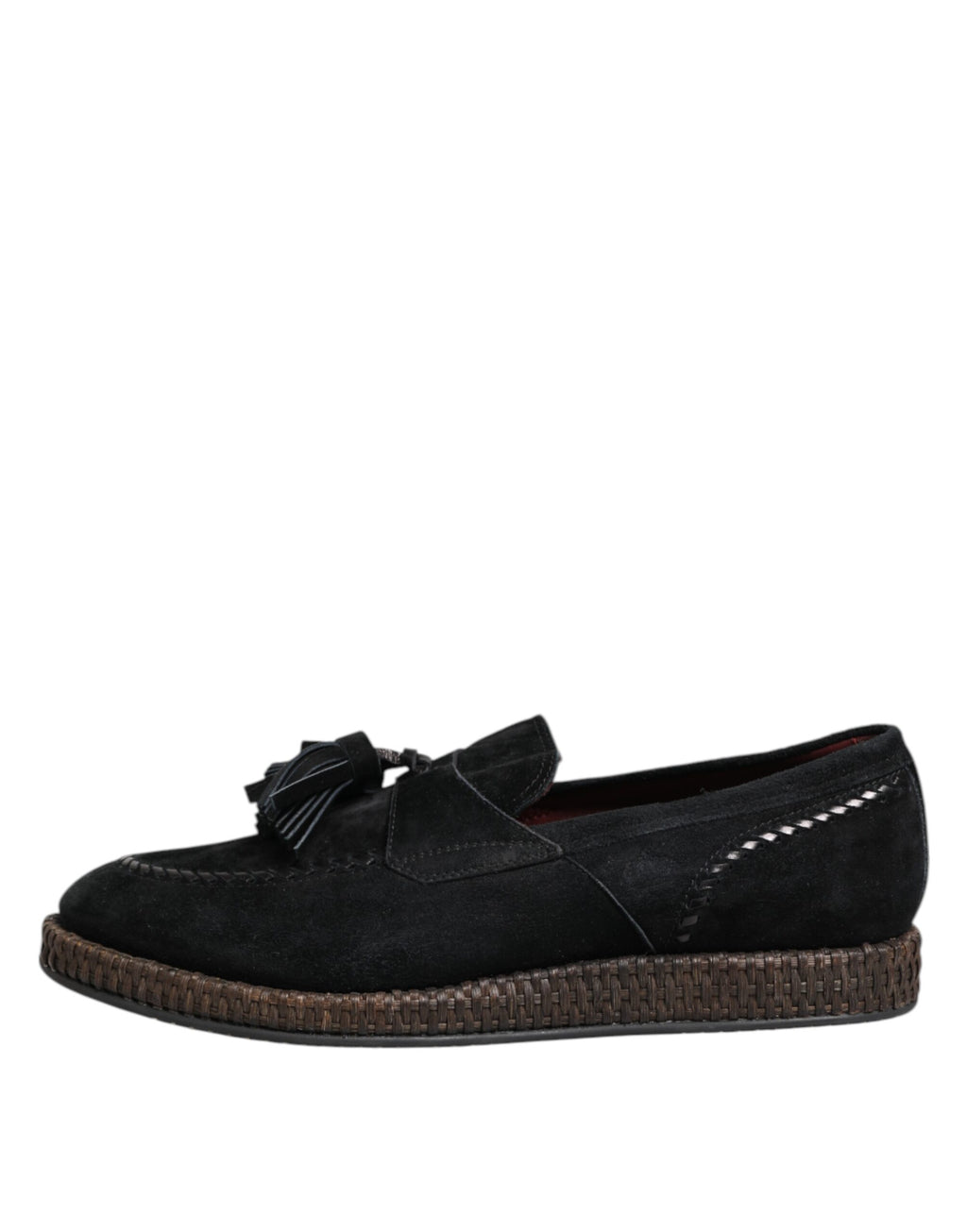 Svarta mocka loafers med tofsutsmyckning