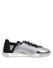 Dolce & Gabbana Silver Black Nylon NS1 Low Top Men Sneakers Shoes