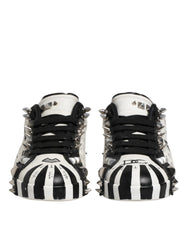 Dolce & Gabbana Black White Studded Low Top Sneakers Shoes