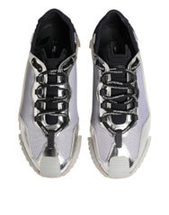 Dolce & Gabbana Silver Black Nylon NS1 Low Top Sneakers Shoes