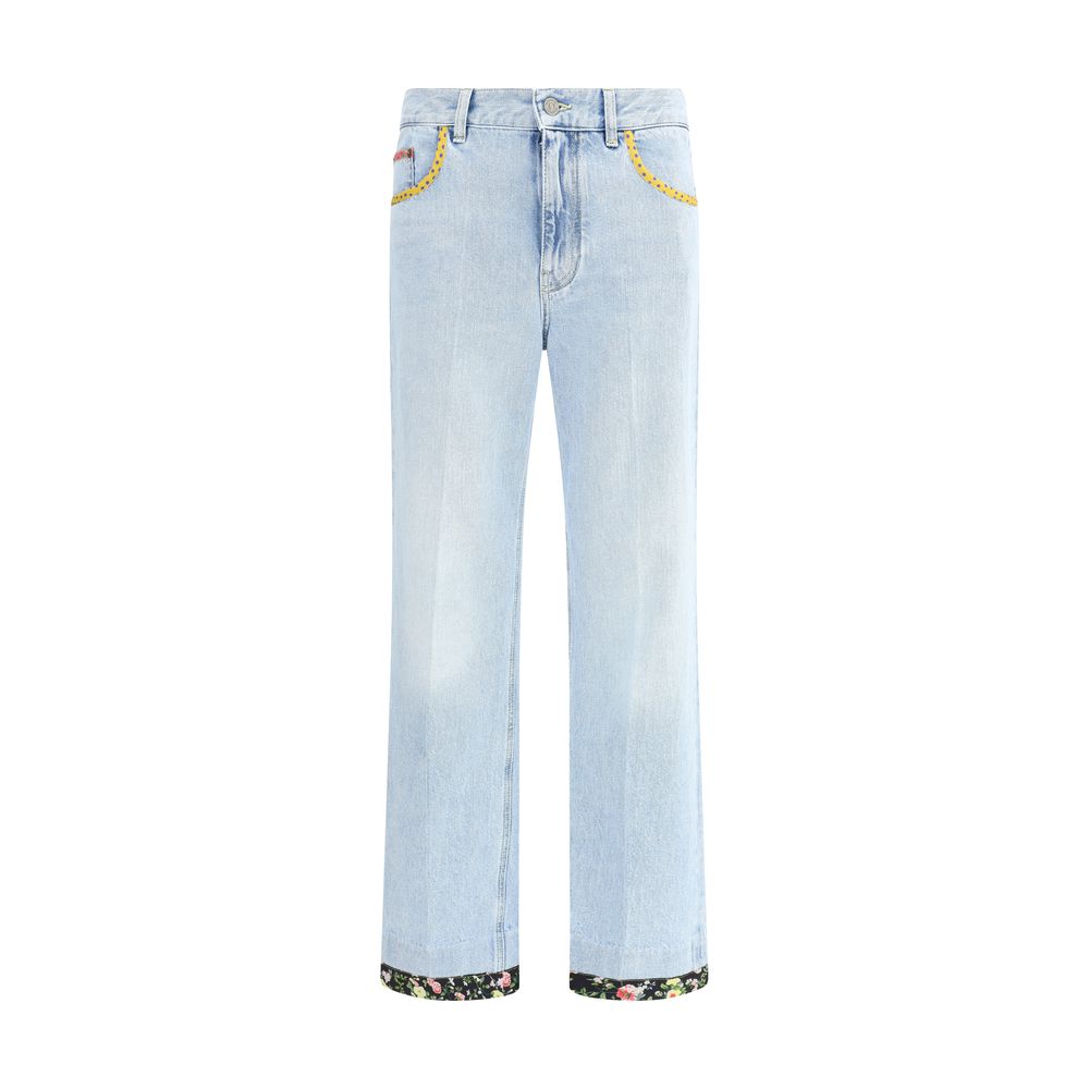 Jeans med blommig kant