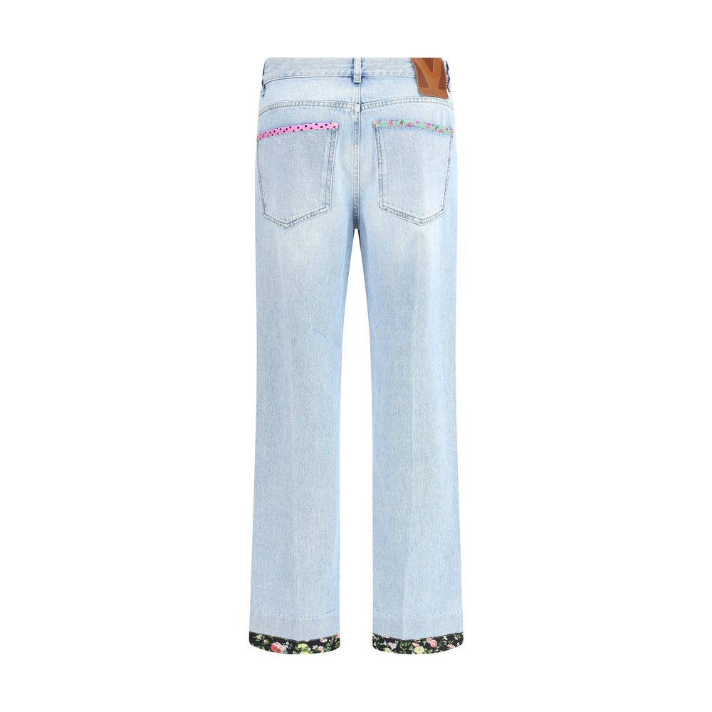 Jeans med blommig kant