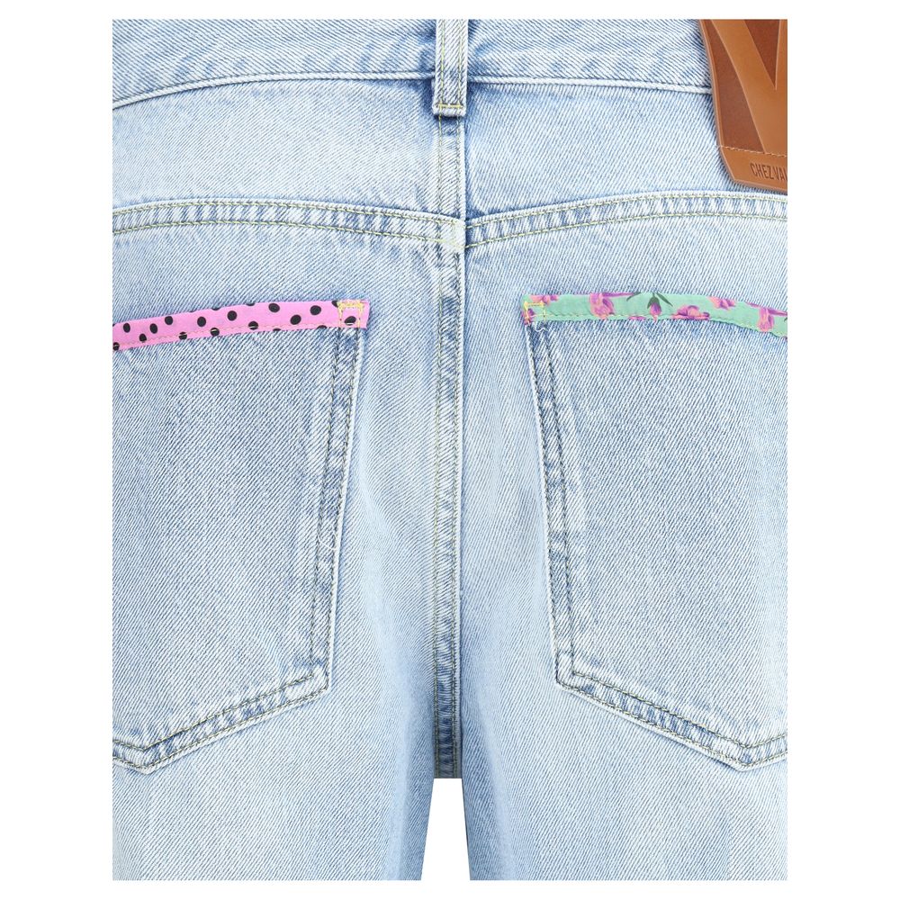 Jeans med blommig kant