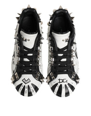 Dolce & Gabbana Black White Studded Low Top Sneakers Shoes