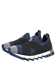 Dolce & Gabbana Blue Black Slip On Low Top Men Sneakers Shoes
