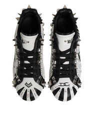 Dolce & Gabbana Black White Studded Low Top Sneakers Shoes