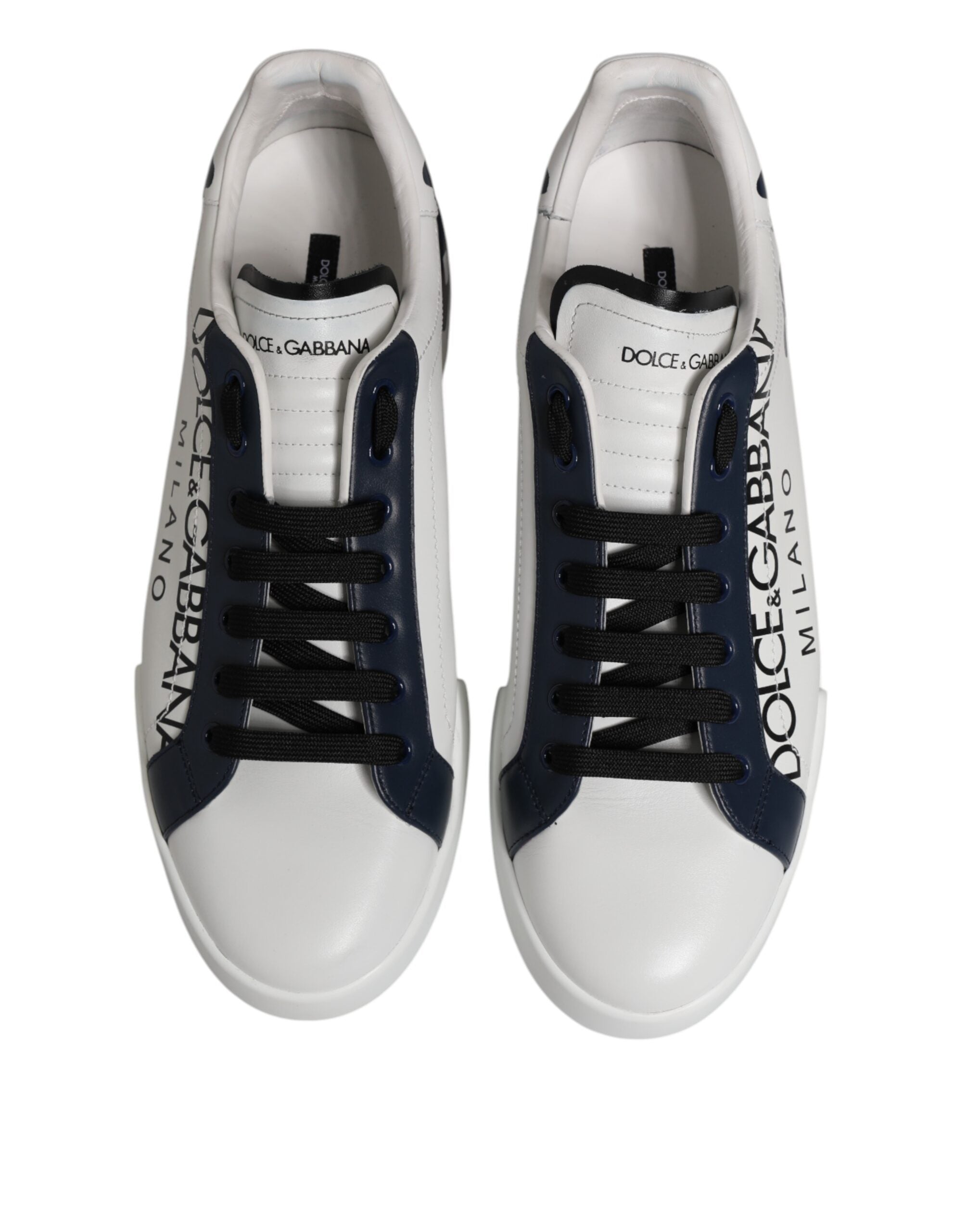 Dolce & Gabbana White Blue Crown Low Top Sneakers Shoes