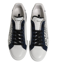 Dolce & Gabbana White Blue Crown Low Top Sneakers Shoes