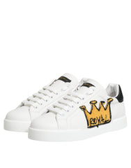 Dolce & Gabbana White Crown Patch Portofino Men Sneakers Shoes