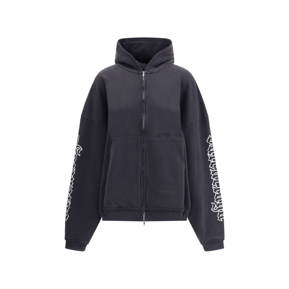 Hoodie med svart manusmotiv
