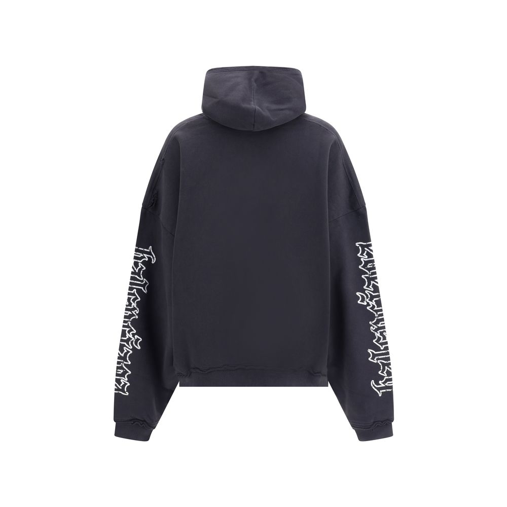 Hoodie med svart manusmotiv
