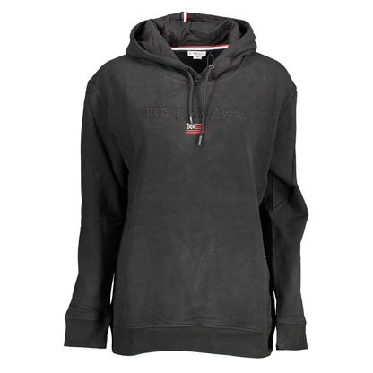 U.S. POLO ASSN. Black Cotton Women Sweater With Contrasting Details