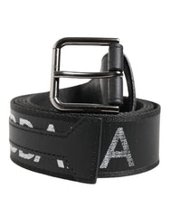 Dolce & Gabbana Black Polyester Leather Metal Buckle Belt