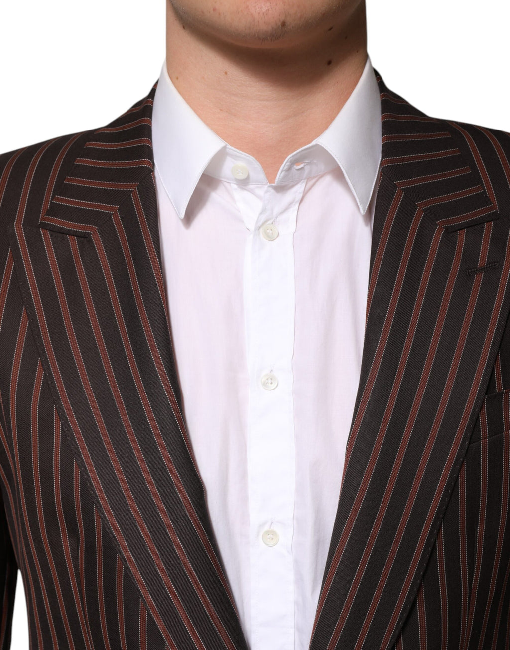 Svart brun stripete enkeltspent blazer