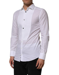 Dolce & Gabbana White Bib Cotton Poplin GOLD Men Formal Shirt
