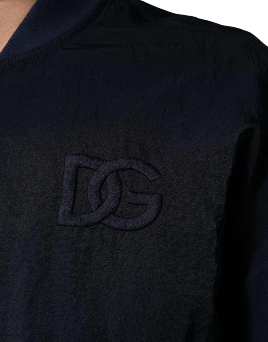 Blå nylon DG broderi herrebomberjakke