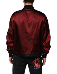 Dolce & Gabbana Maroon Nylon DG Crown Embroidery Jacket