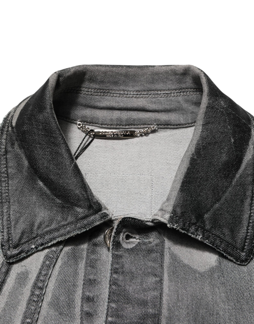 Grå vasket bomullsstretch-denimjakke