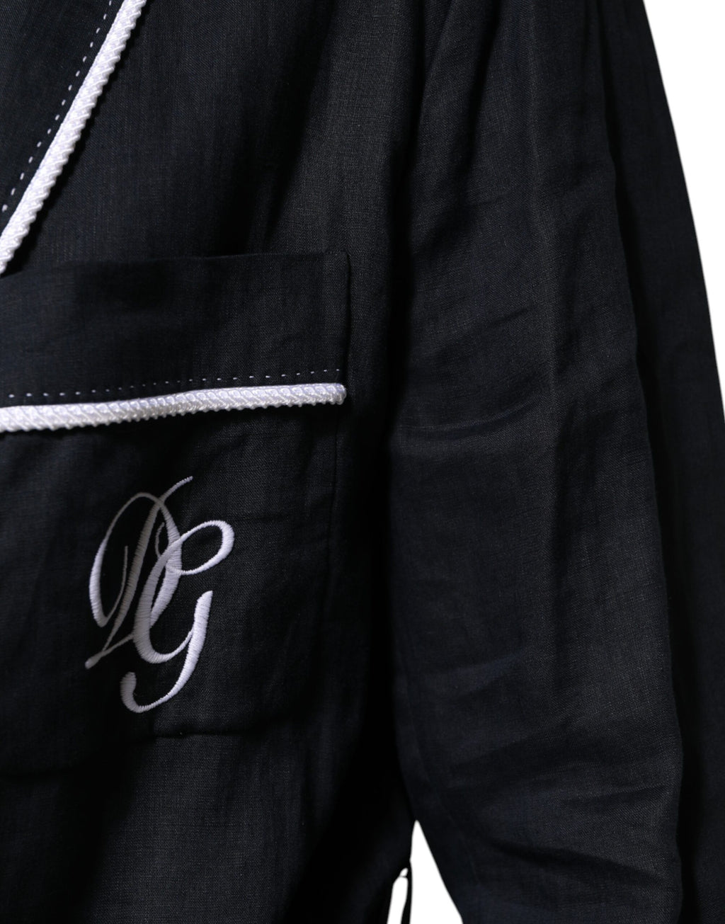 Mørkeblå DG Broderijakke Morgenkåpe Blazer