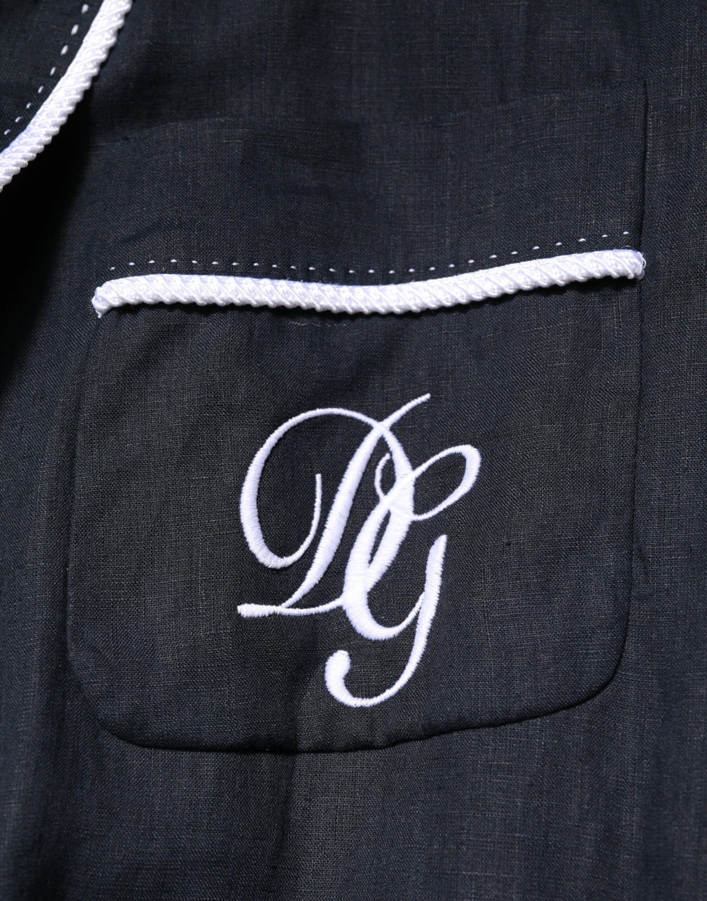 Mørkeblå DG Broderijakke Morgenkåpe Blazer