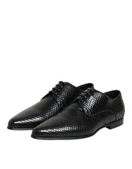 Dolce & Gabbana Black Exotic Leather Lace Up Derby Shoes
