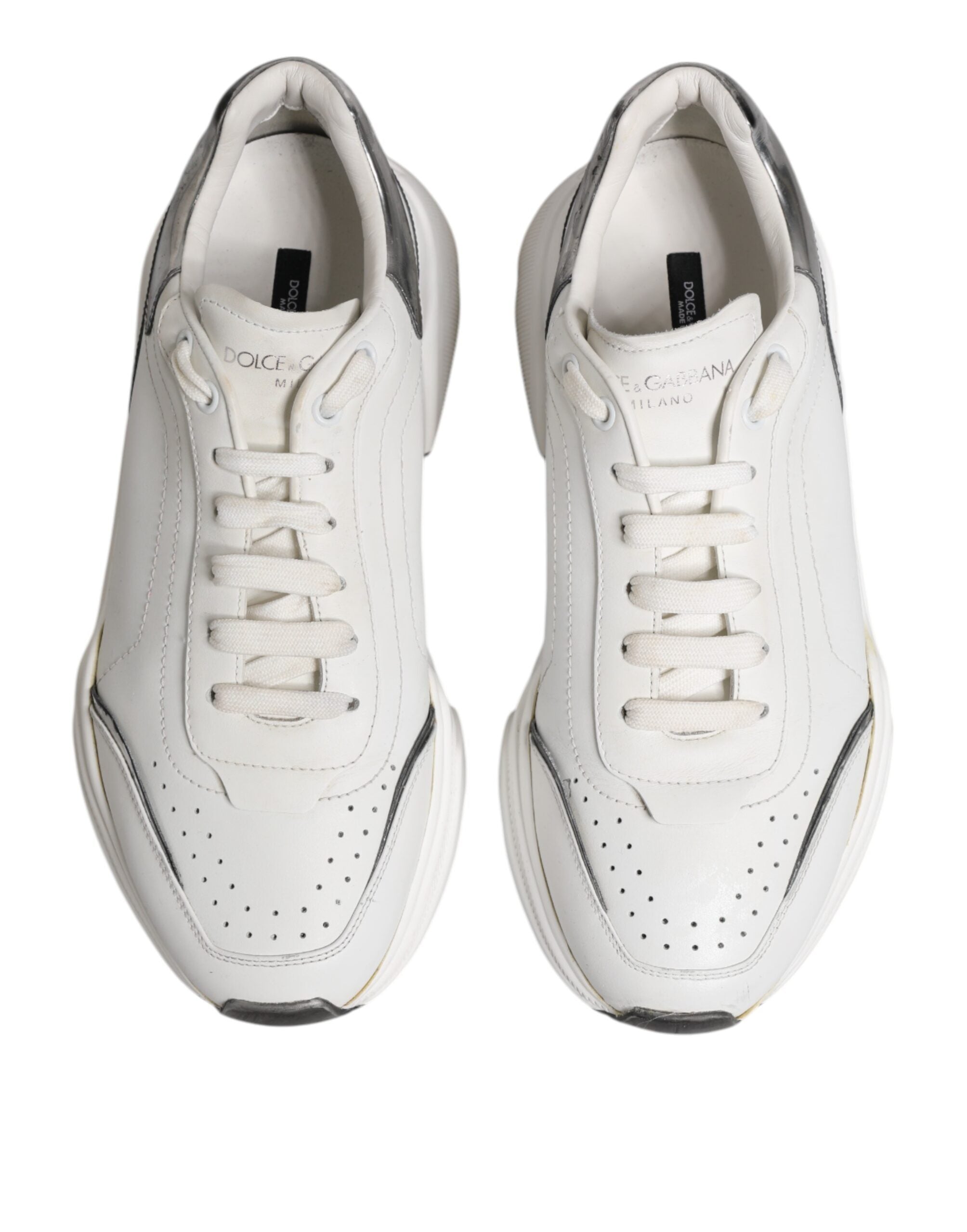 Dolce & Gabbana White Daymaster Leather Low Top Sneakers Shoes