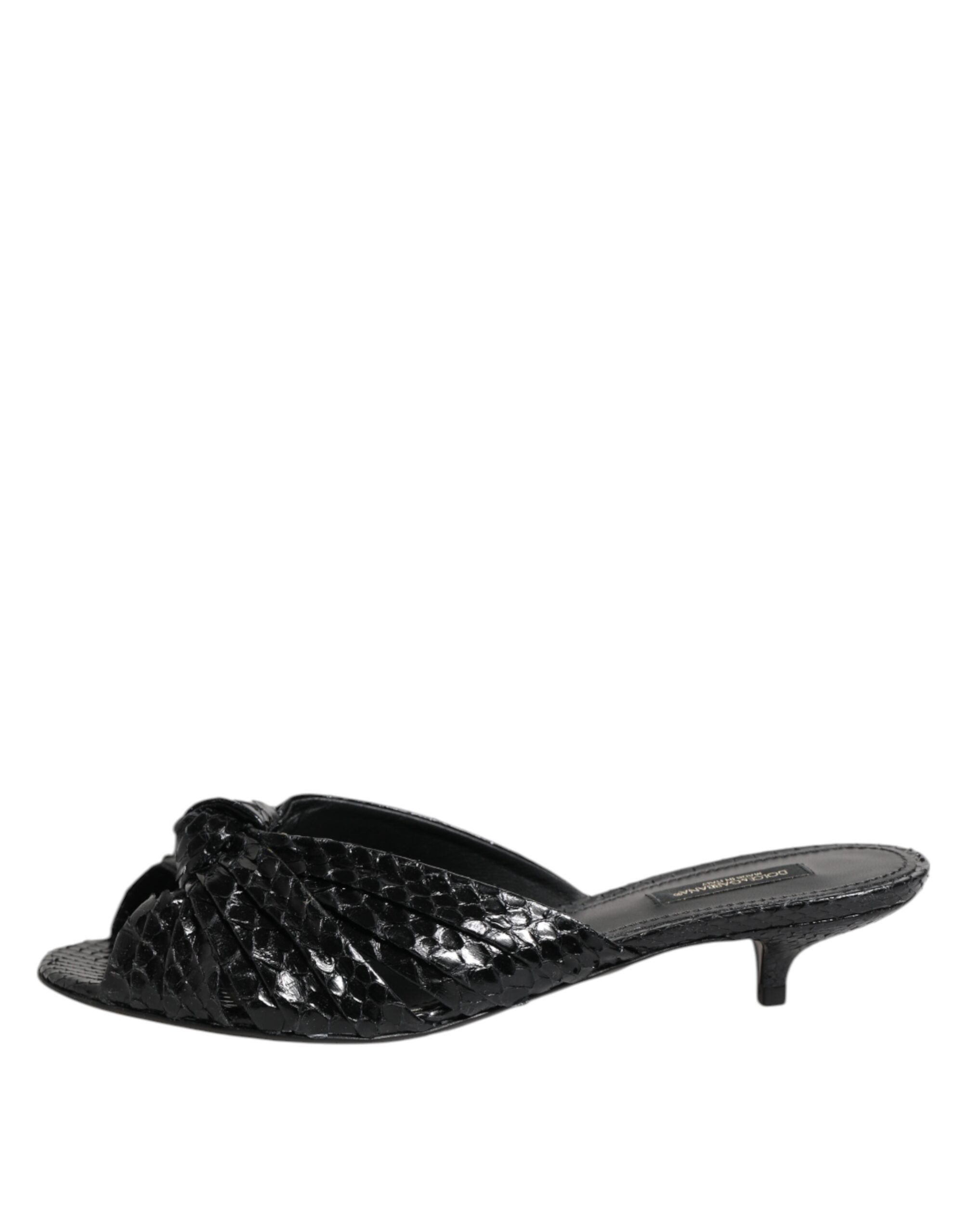 Svarta Läderklackar Slip-ins Sandaler Skor