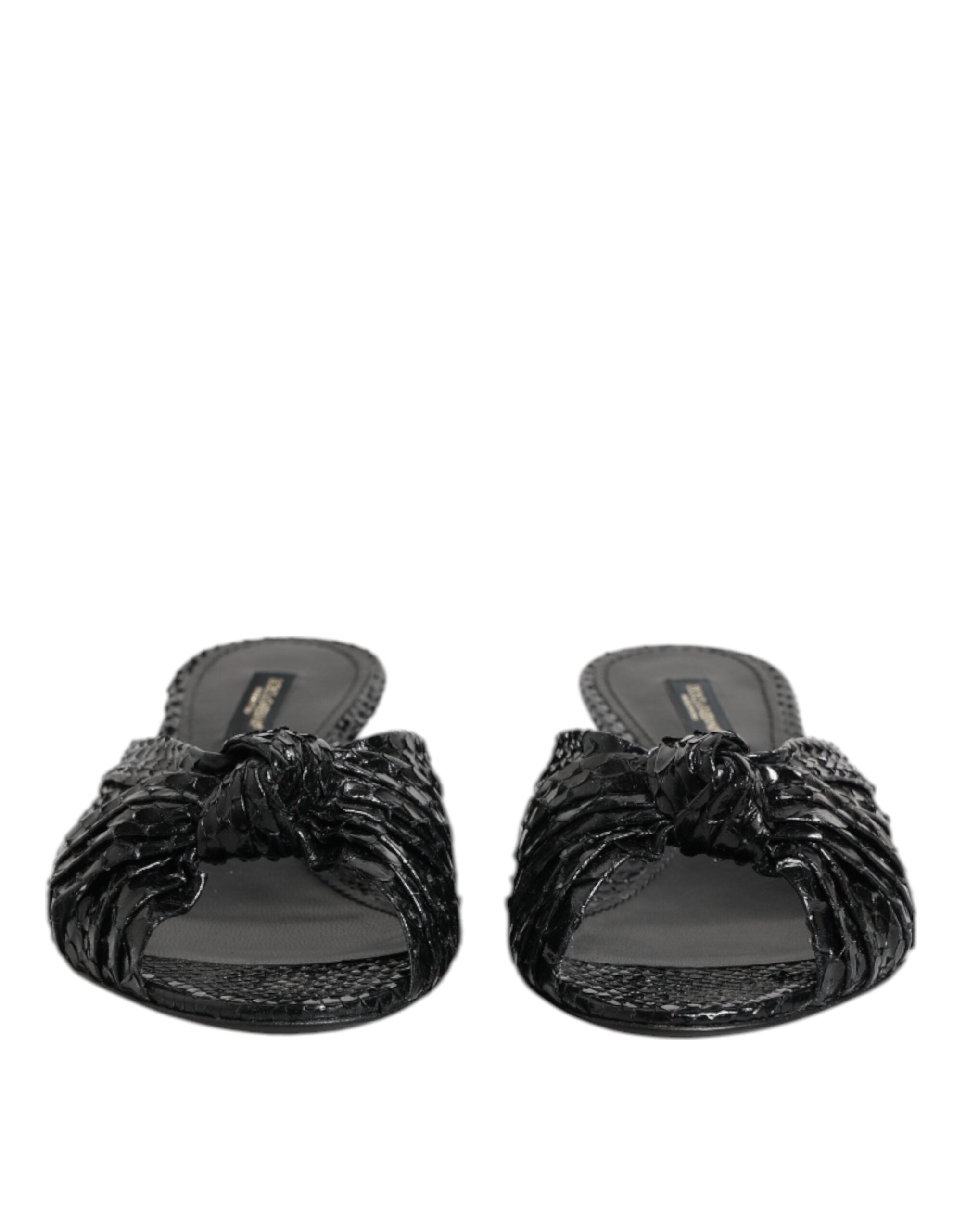 Svarta Läderklackar Slip-ins Sandaler Skor