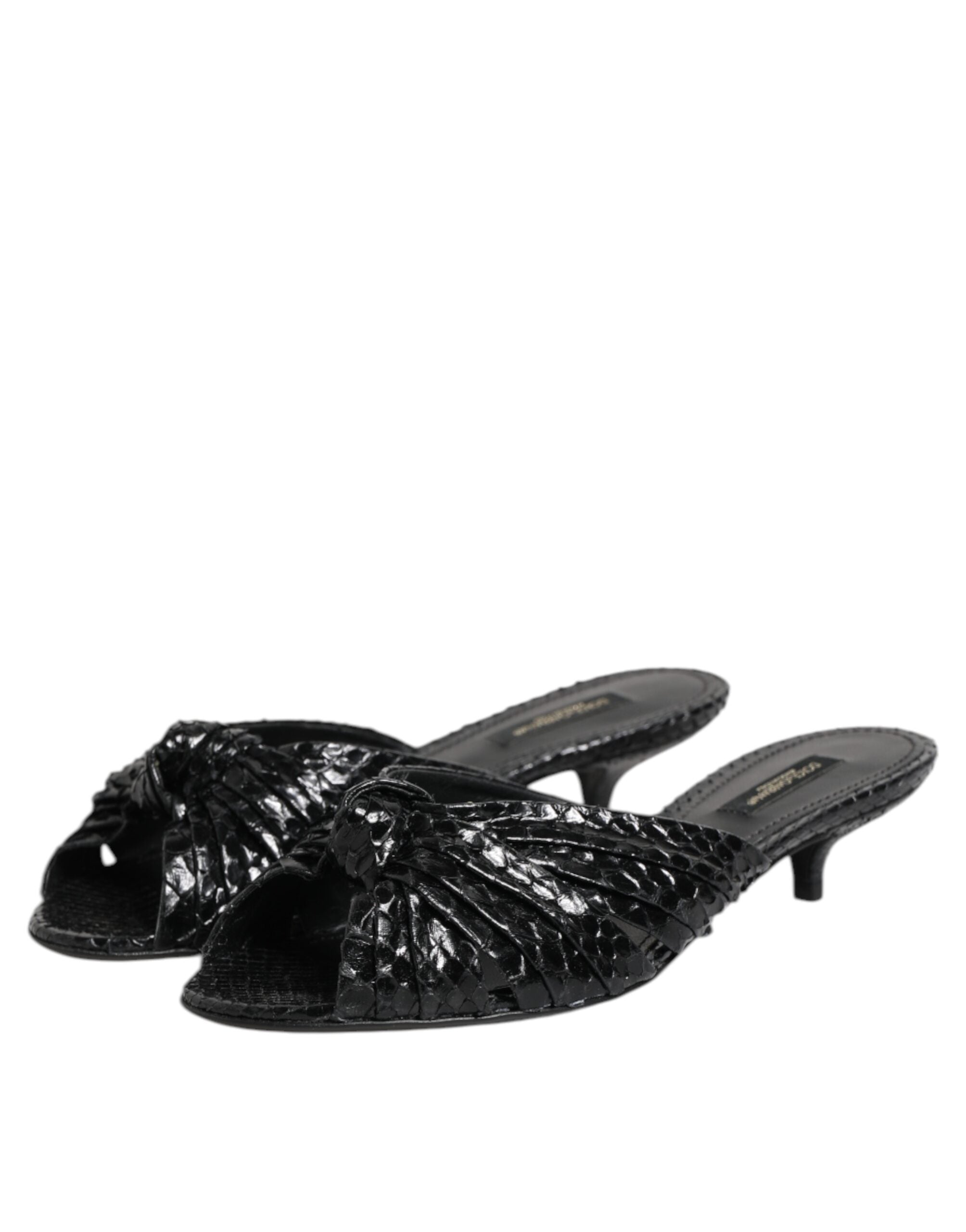 Svarta Läderklackar Slip-ins Sandaler Skor