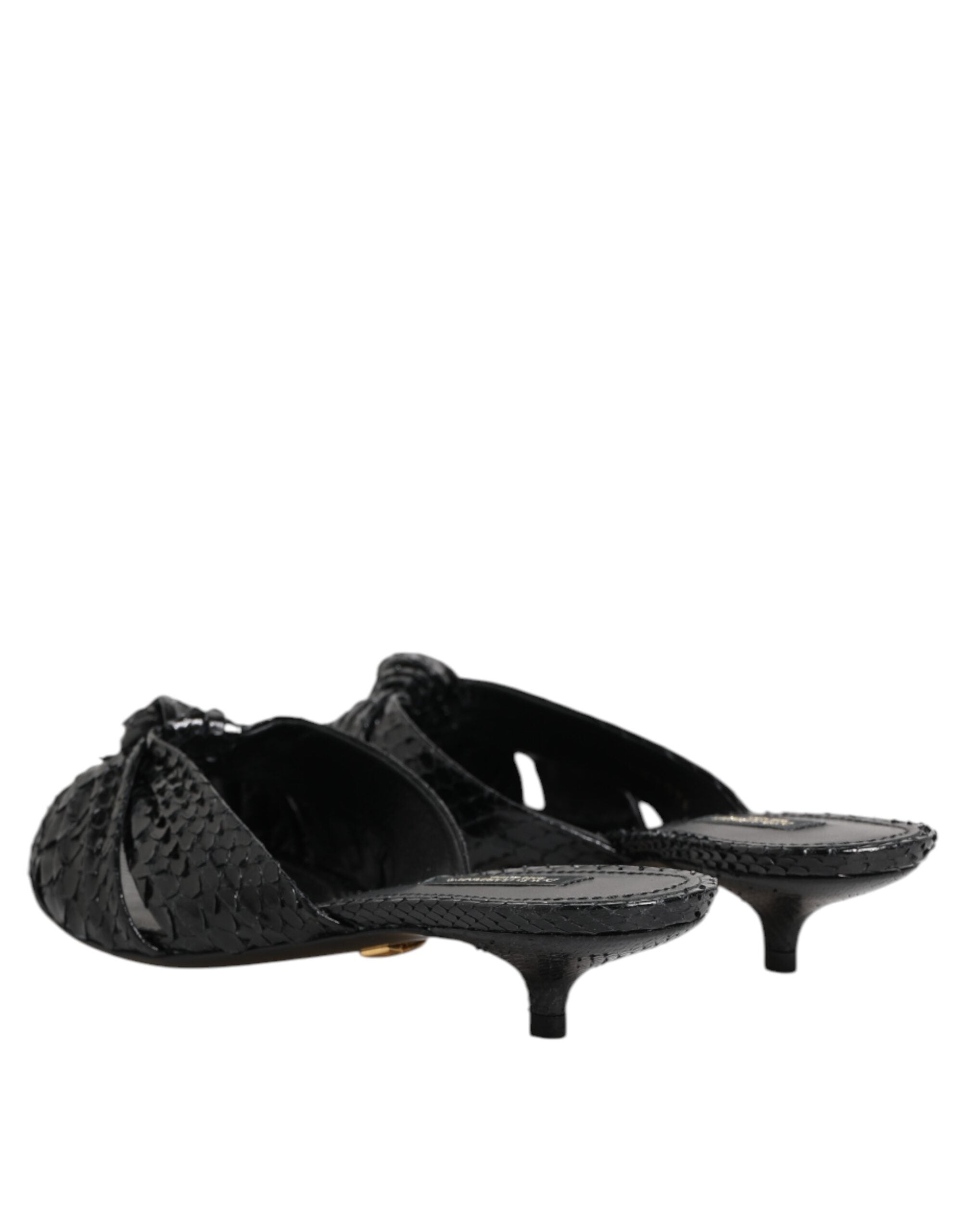 Svarta Läderklackar Slip-ins Sandaler Skor