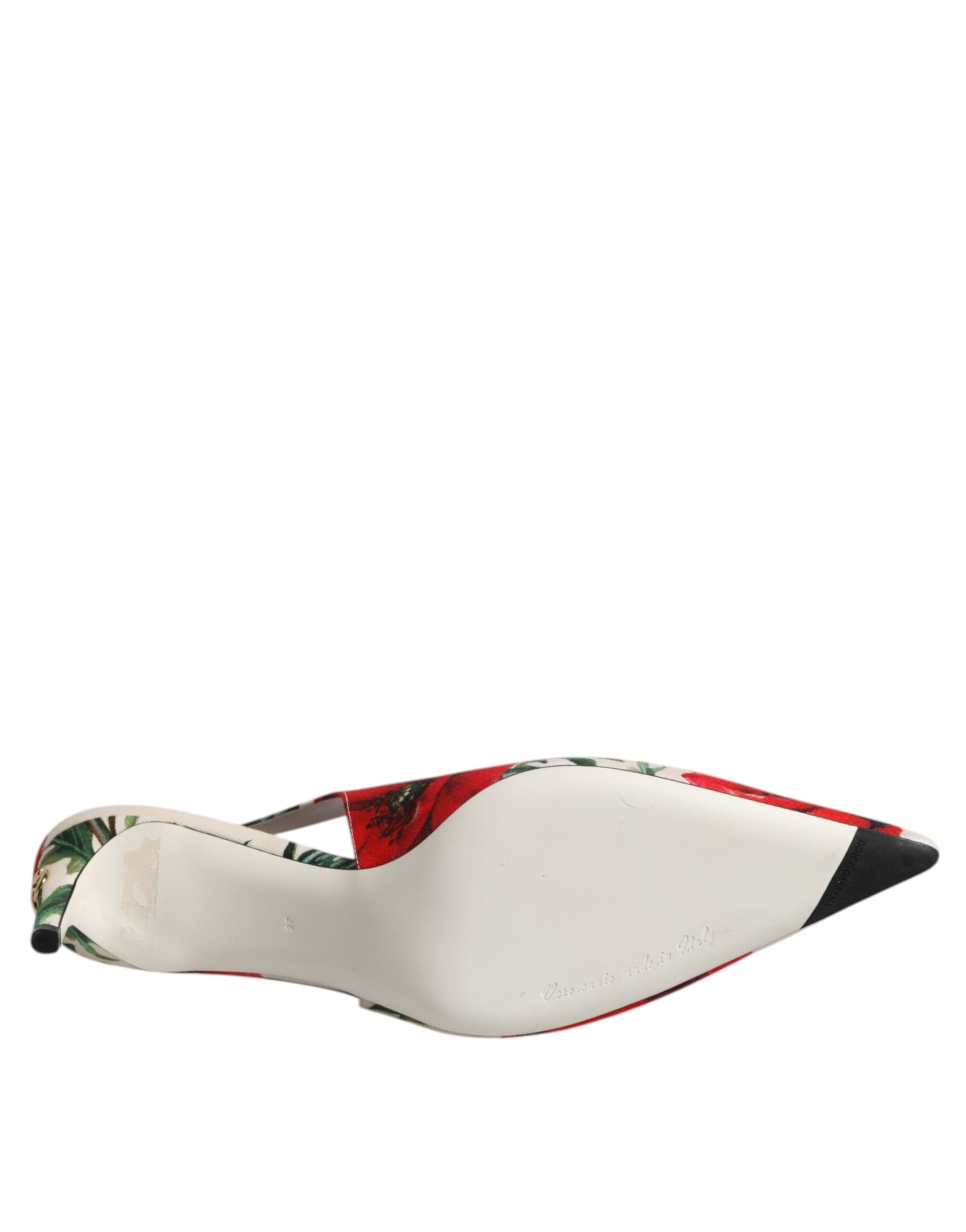 Vita blommiga klackskor med slingback-sandaler