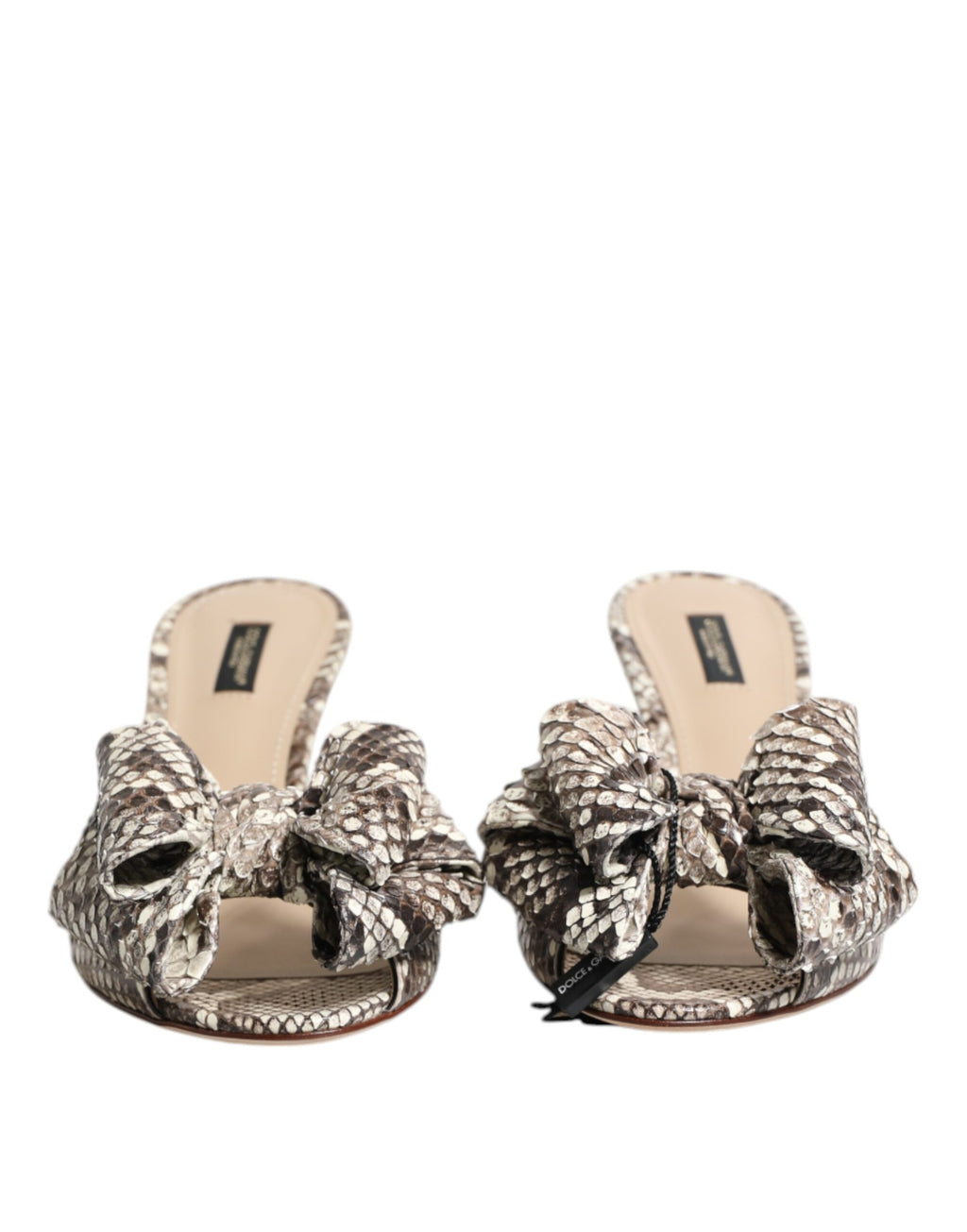 Flerfärgade Keira Rosett Lädermules med Peep Toe