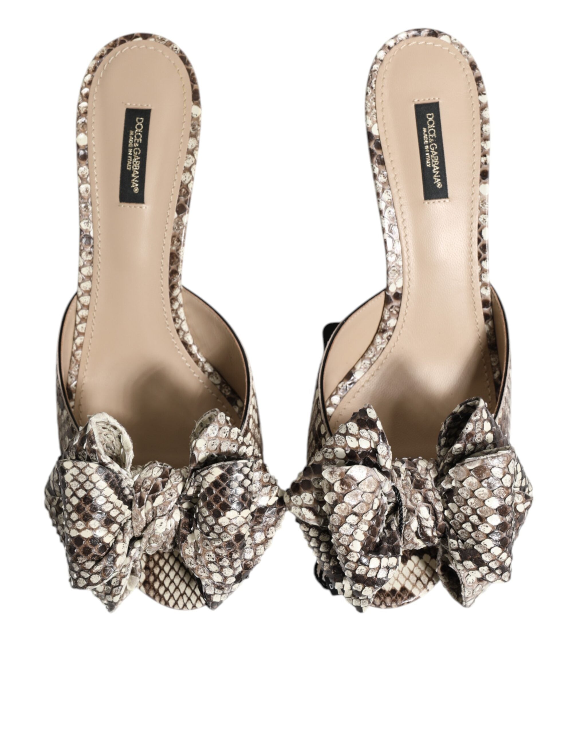 Flerfärgade Keira Rosett Lädermules med Peep Toe