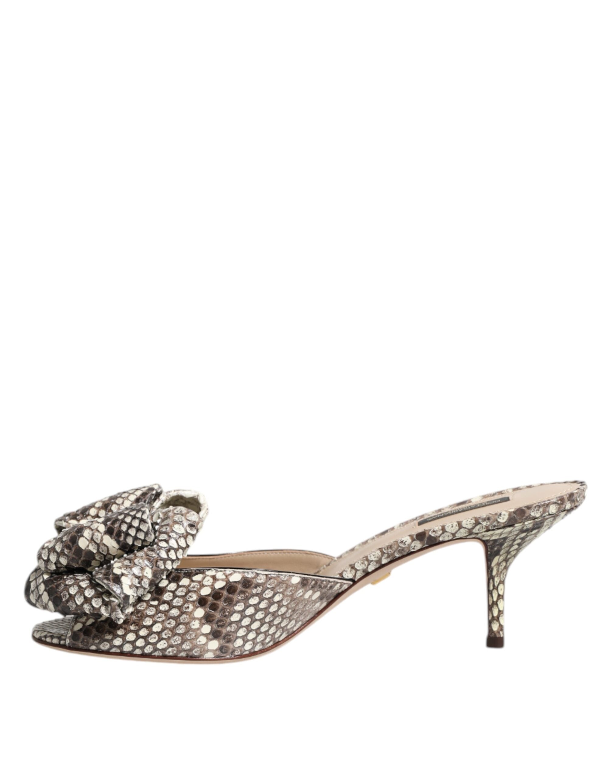 Flerfärgade Keira Rosett Lädermules med Peep Toe