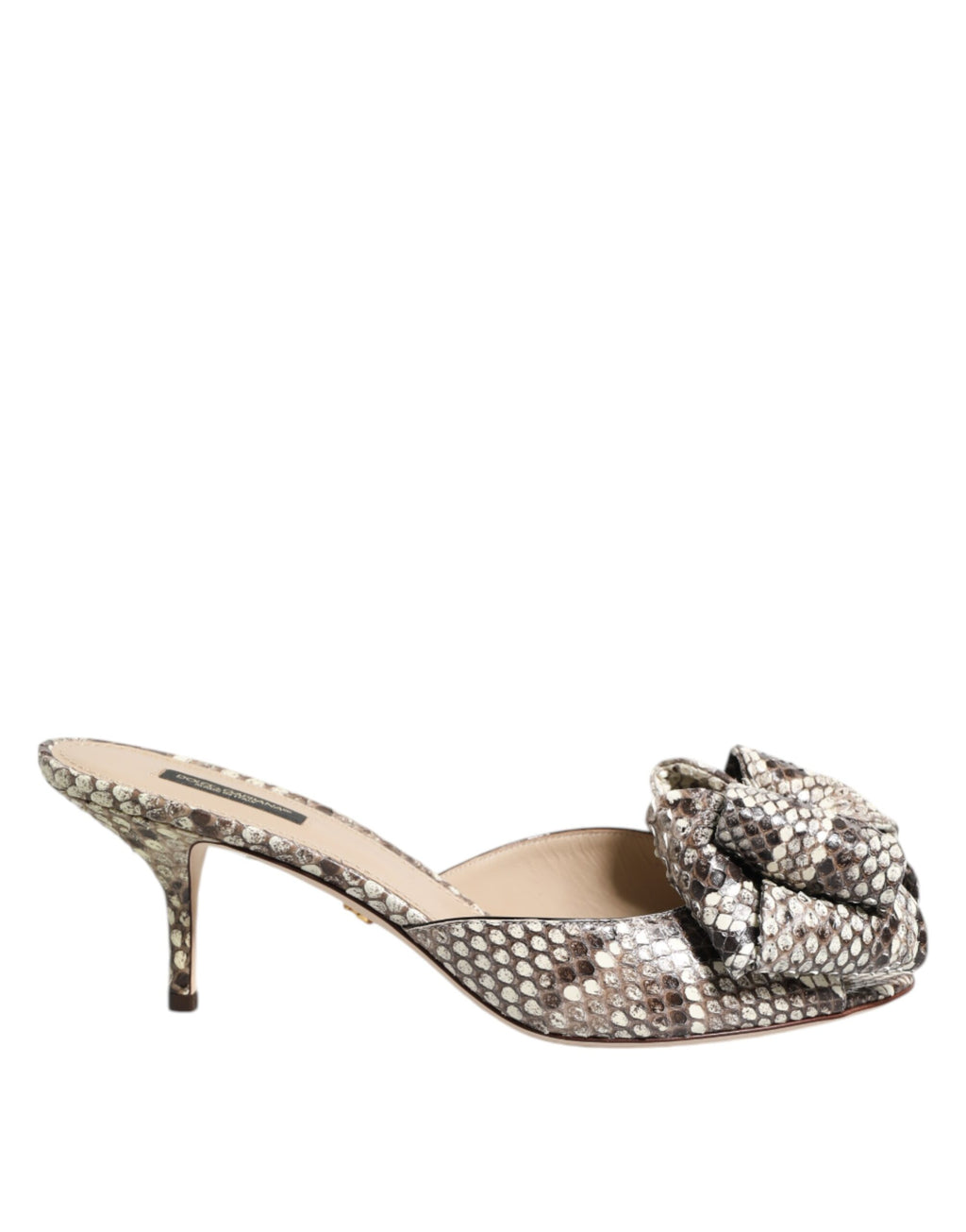 Flerfärgade Keira Rosett Lädermules med Peep Toe