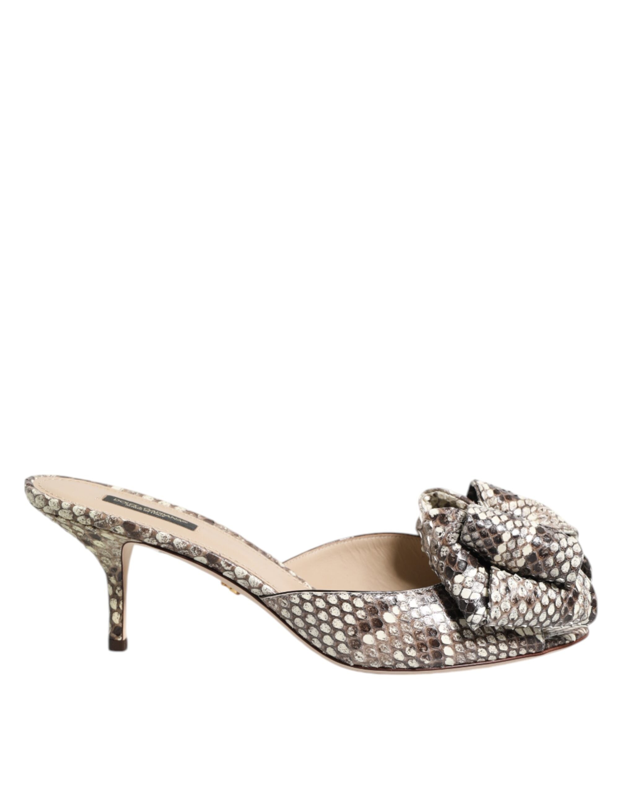 Flerfärgade Keira Rosett Lädermules med Peep Toe