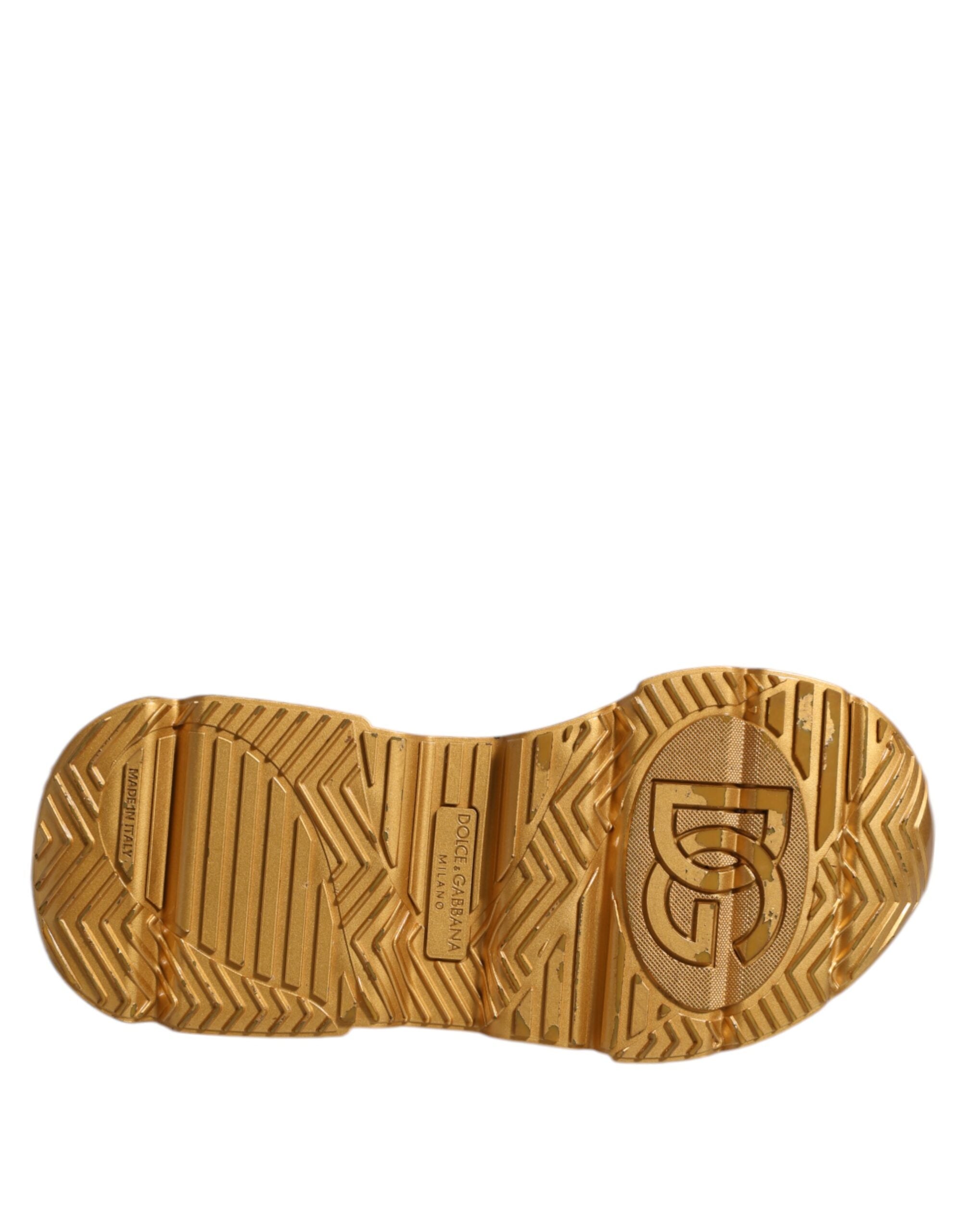 Dolce & Gabbana White Gold Daymaster Low Top Sneakers Shoes