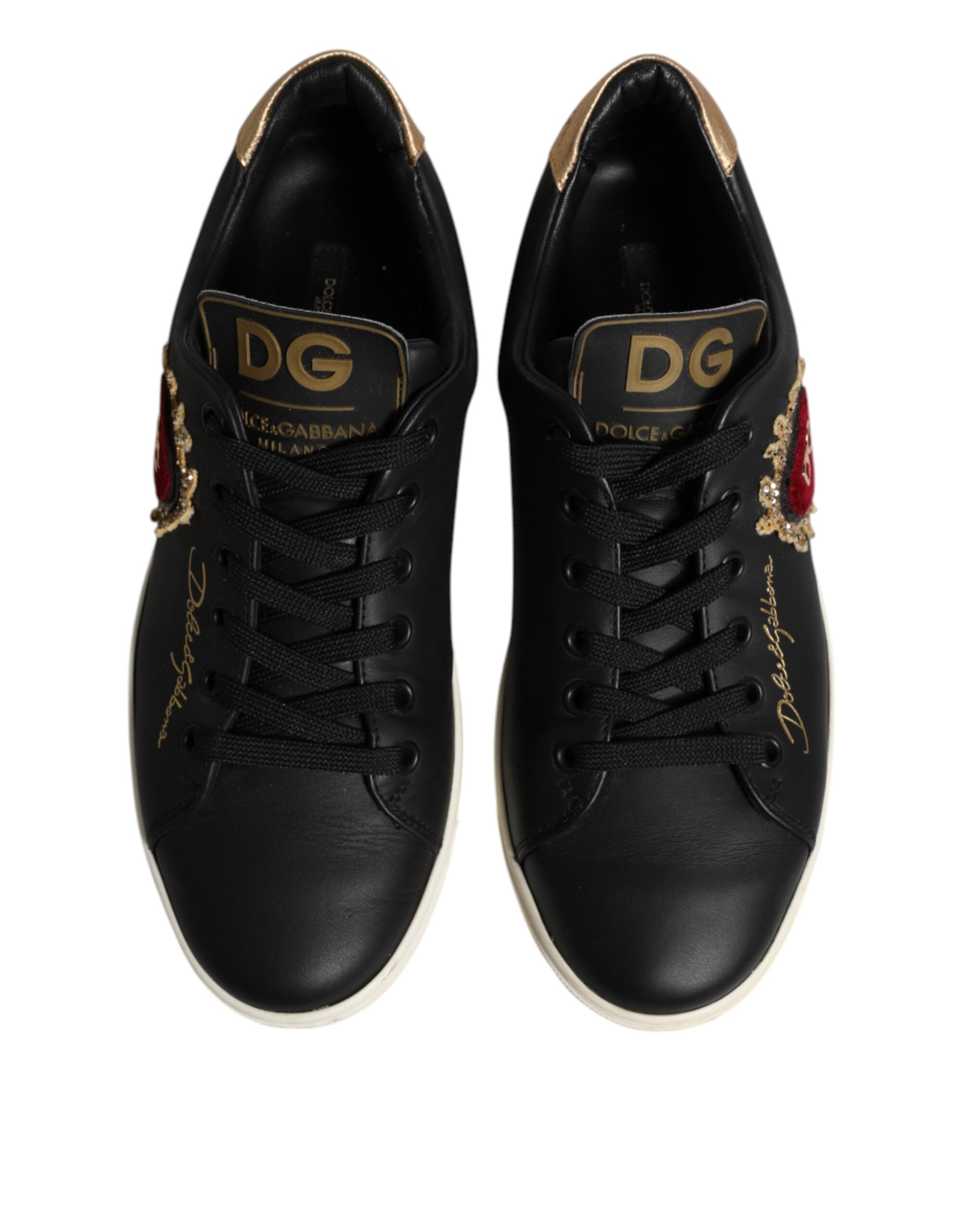 Svarte Sacred Heart-sneakers i skinn