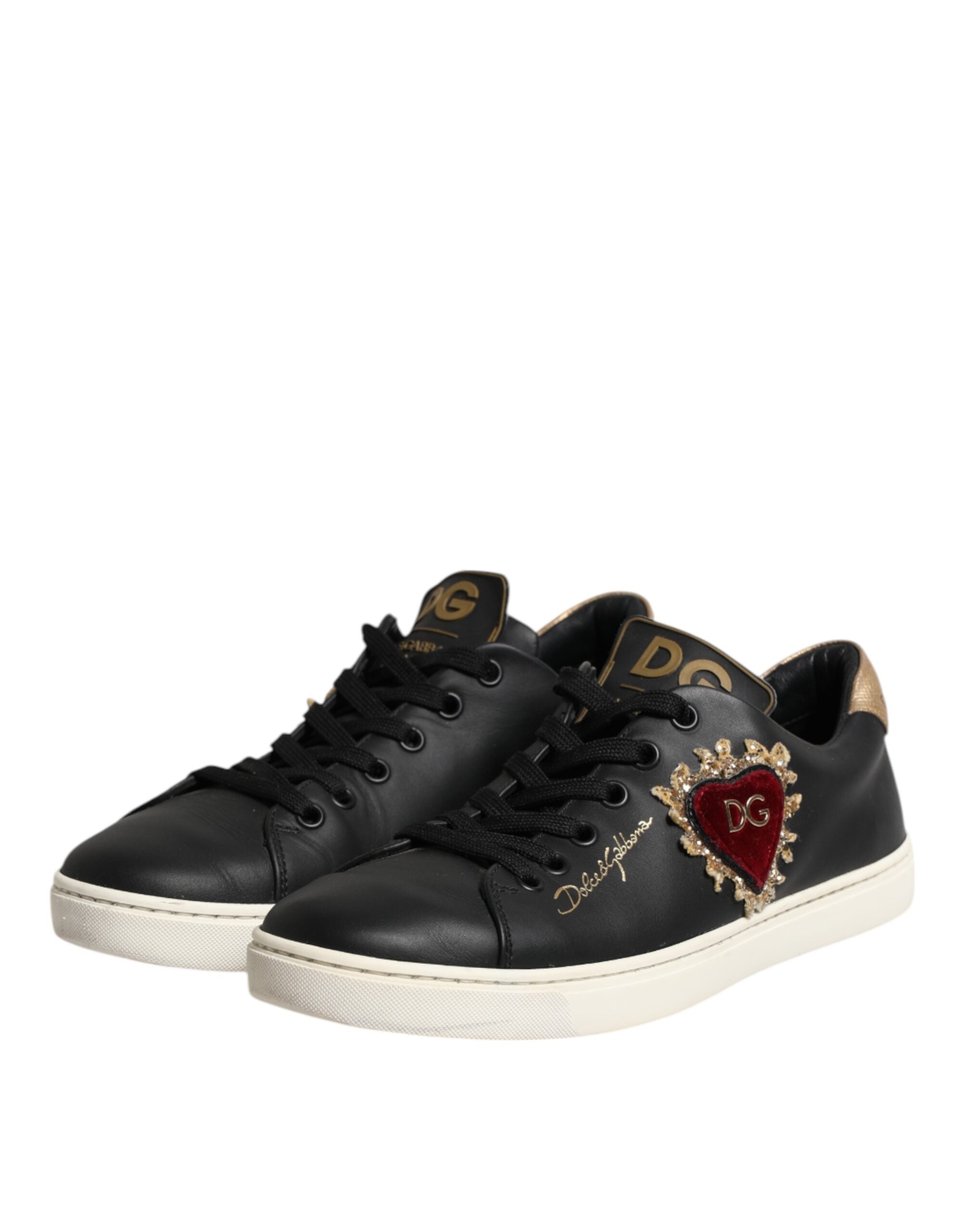 Svarte Sacred Heart-sneakers i skinn