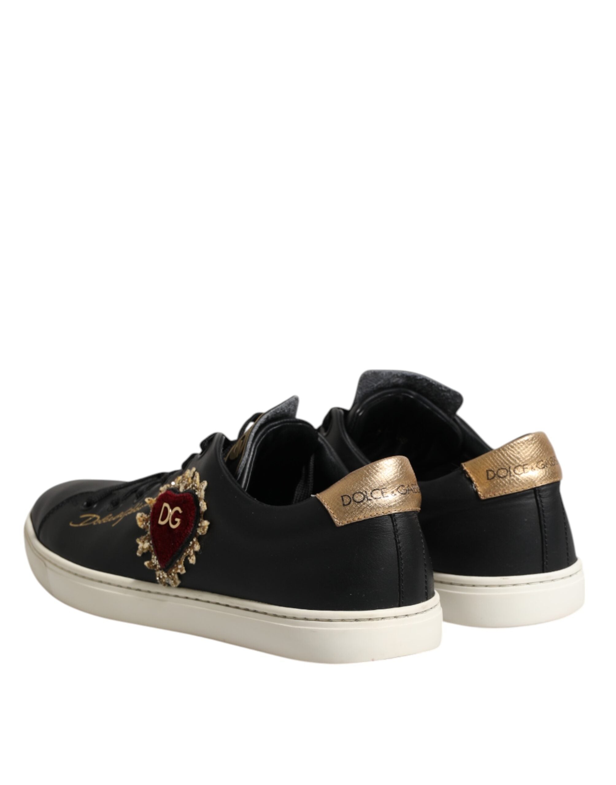 Svarte Sacred Heart-sneakers i skinn