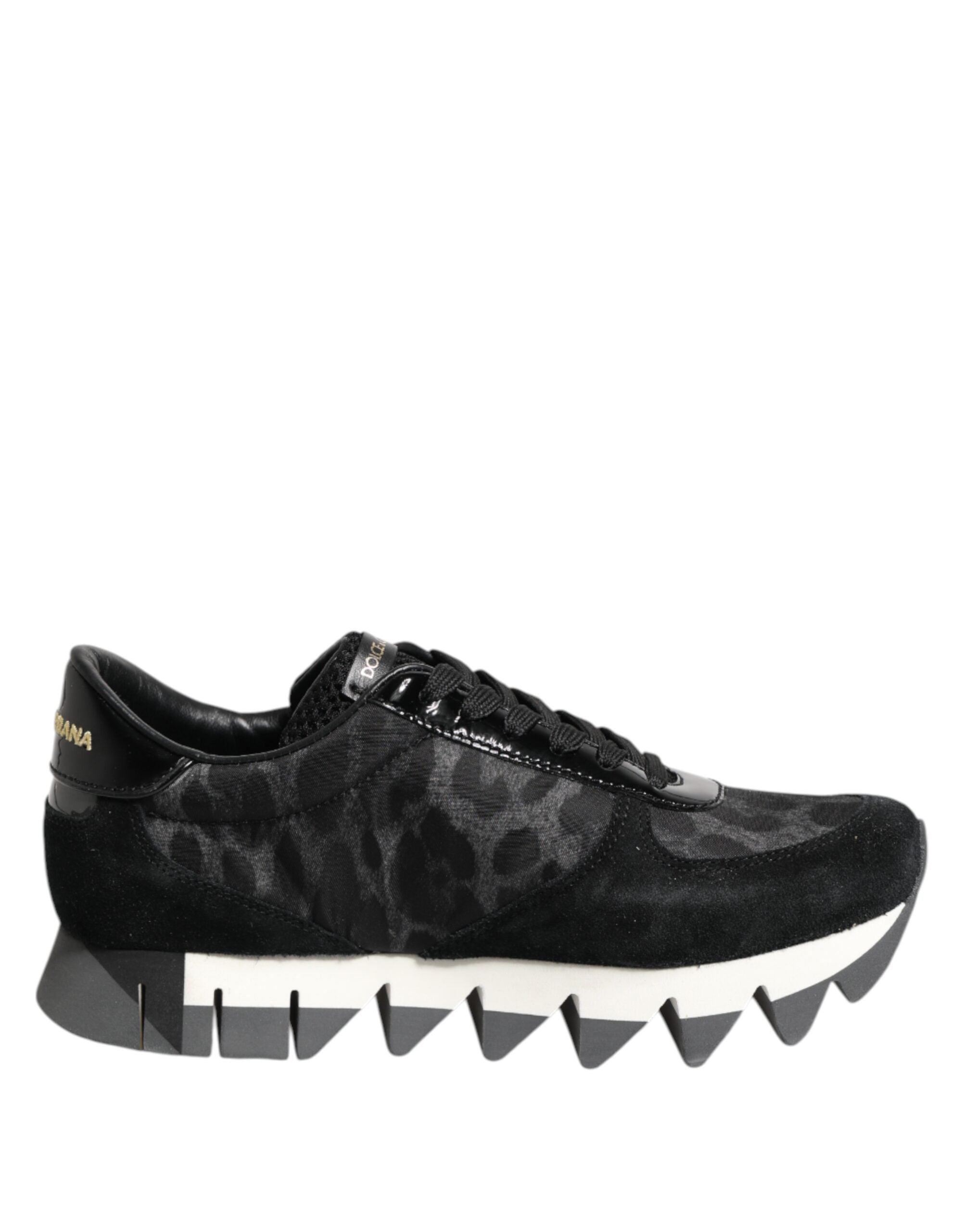 Svarte Grå Leopard Lave Sneakers Sko