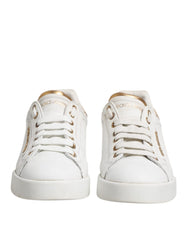 Dolce & Gabbana White Leather Low Top Women Sneakers Shoes