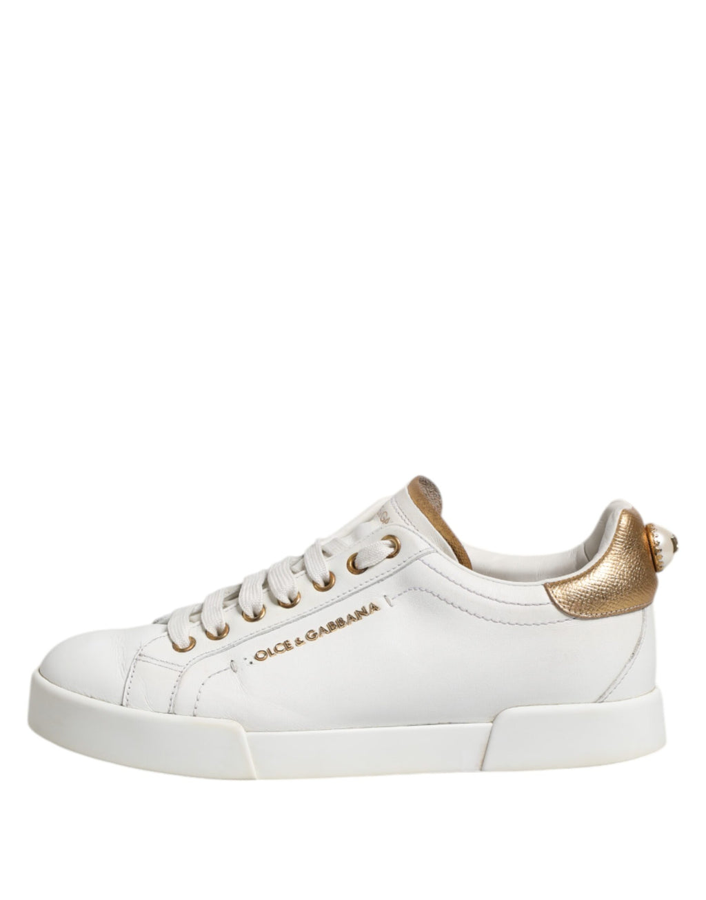 Vita låga sneakers i läder för kvinnor