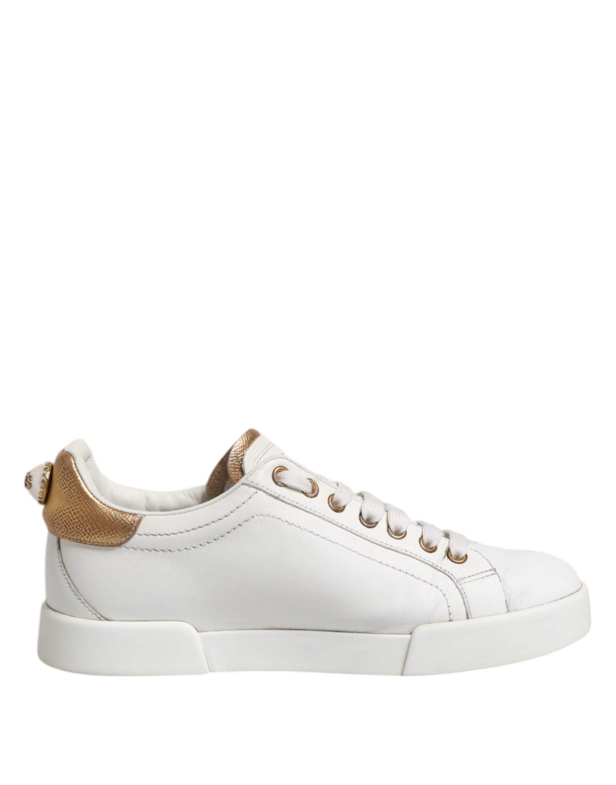 Dolce & Gabbana White Leather Low Top Women Sneakers Shoes